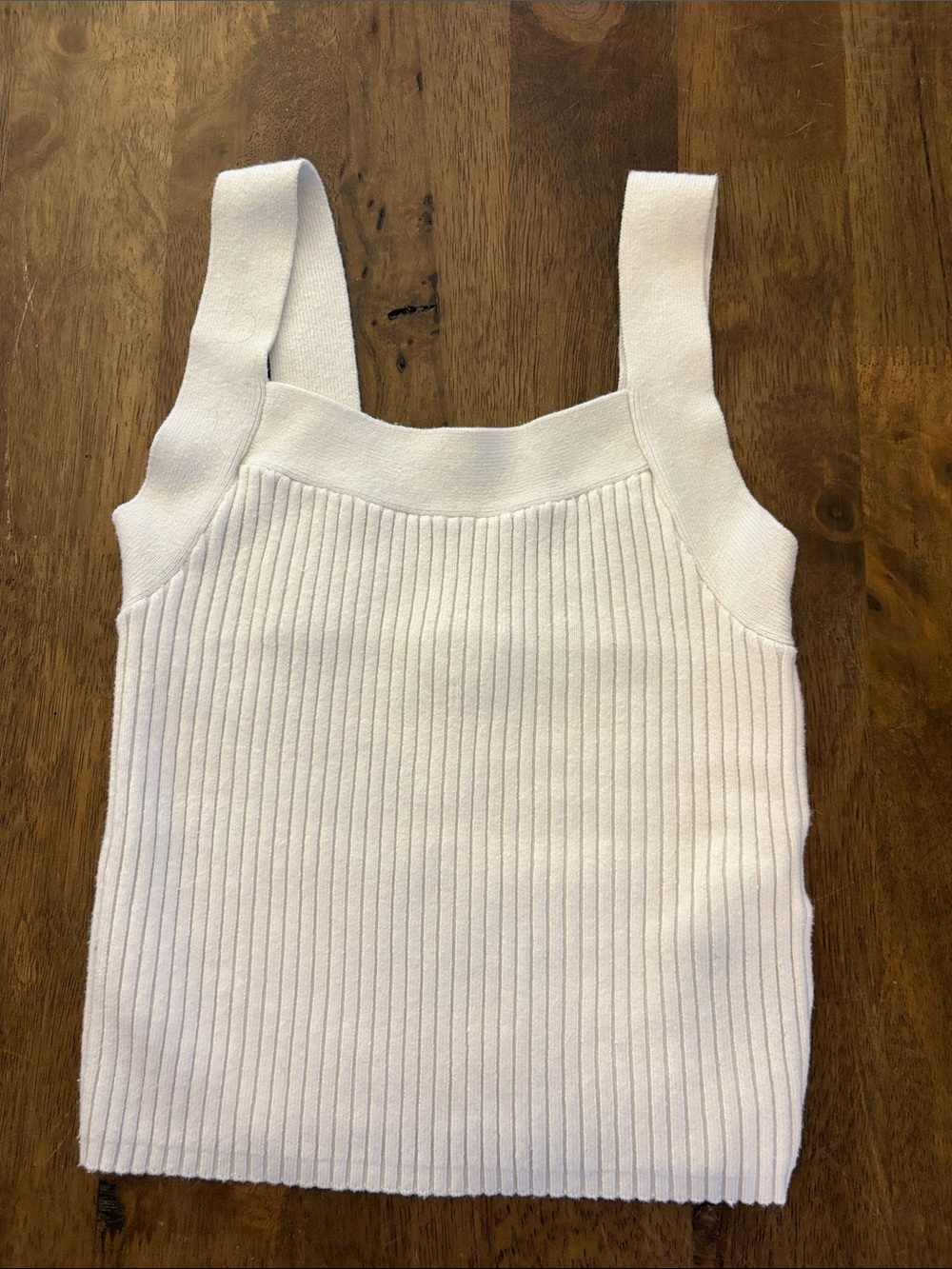 Abercrombie & Fitch White Ribbed Square-Neck Tank